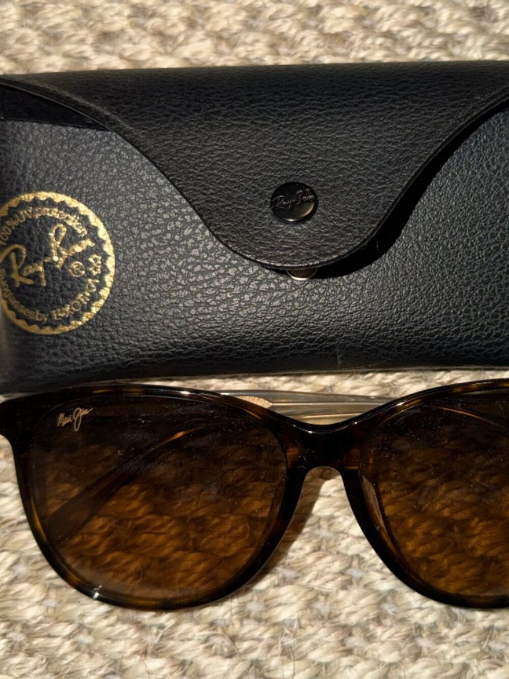 Maui Jim Round Sunglasses With Gold Trim
